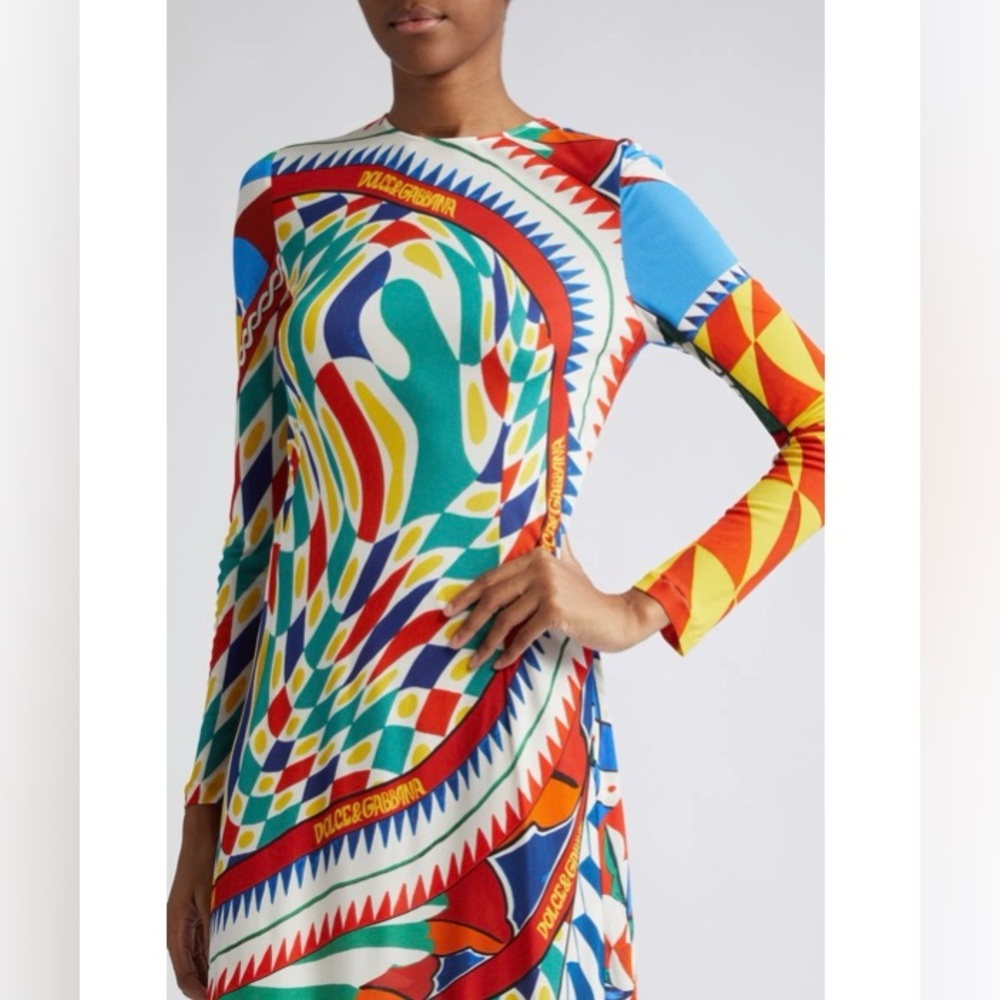 Dolce& Gabbana NWT Carretto Print Long
Sleeve Sheath Dress - Picture 2 of 7